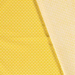 Popeline de coton à motif déventail - jaune soleil