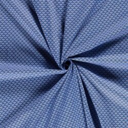 Vějířový vzor z bavlněného popelínu - kobaltově modrý