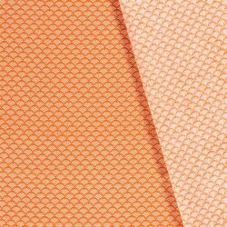 Vějířový vzor z bavlněného popelínu - oranžový