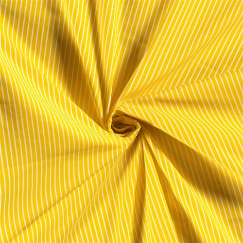 Katoenen popeline strepen - zonnig geel