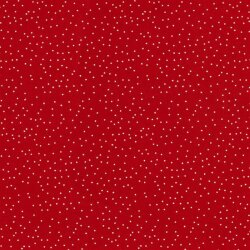 Bavlněný popelín s puntíky - červený