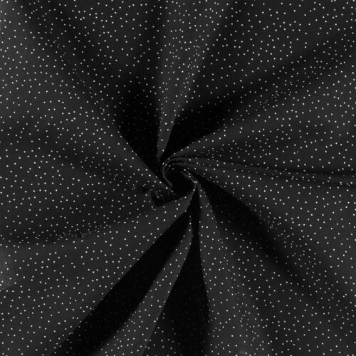 Bavlněný popelín s puntíky - černý