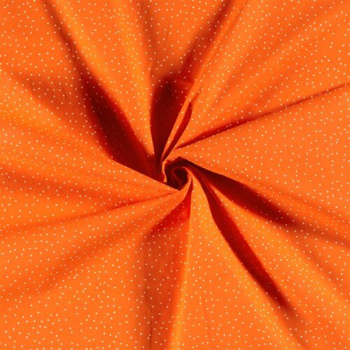Bavlněný popelín s puntíky - oranžový