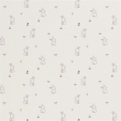 Jersey de coton petits lapins - crème