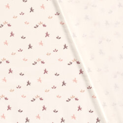 Cotton jersey small watercolour flowers - cream