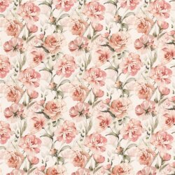 Cotton jersey filled roses - cream