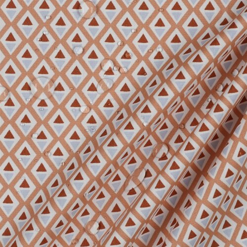 Coated cotton abstract diamonds - light apricot