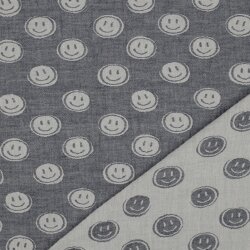 Mousseline Smiley 2-SIDE - marineblauw/crème