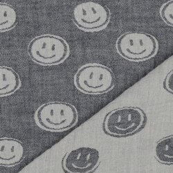 Muslin Smiley 2-SIDE - blu navy/crema