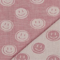 Mousseline Smiley 2-ZIJDE - roze / ECRU