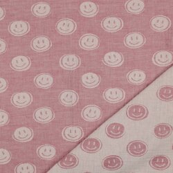 Mousseline Smiley 2-ZIJDE - roze / ECRU
