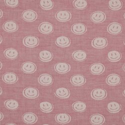 Mousseline Smiley 2-ZIJDE - roze / ECRU
