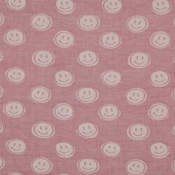 Mousseline Smiley 2-ZIJDE - roze / ECRU