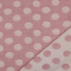 Mousseline Smiley 2-ZIJDE - roze / ECRU