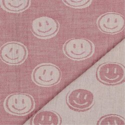 Muslin Smiley 2-SIDE - růžový / ECRU