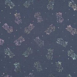 Muslin glitter unicorns - denim blue