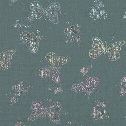 Muslin glitter butterflies - smoky mint