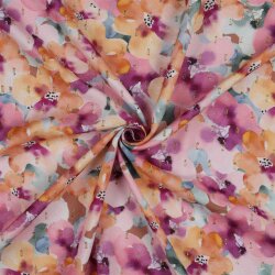 VISCOSE LUREX DIGITAL Fleurs - VIOLET / ORANGE