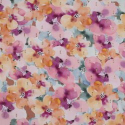 VISCOSE LUREX DIGITAL Fleurs - VIOLET / ORANGE