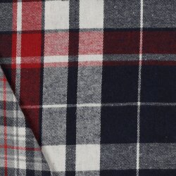 QUADRI SPAZZOLATI TINTI IN FILO - NAVY/ECRU/RED