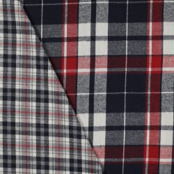 QUADRI SPAZZOLATI TINTI IN FILO - NAVY/ECRU/RED