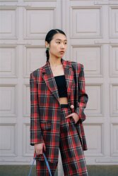 QUADRI SPAZZOLATI TINTI IN FILO - NAVY/ ROSSO