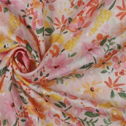 VISCOSE DOBBY DIGITAL Flowers - WHITE