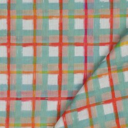 COTTON VOILE DIGITAL CHECK - DARK MINT
