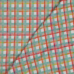 COTTON VOILE DIGITAL CHECK - DARK MINT