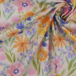 COTTON VOILE DIGITAL Flores - MELOCOTÓN