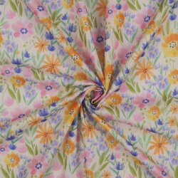 COTTON VOILE DIGITAL Flores - MELOCOTÓN