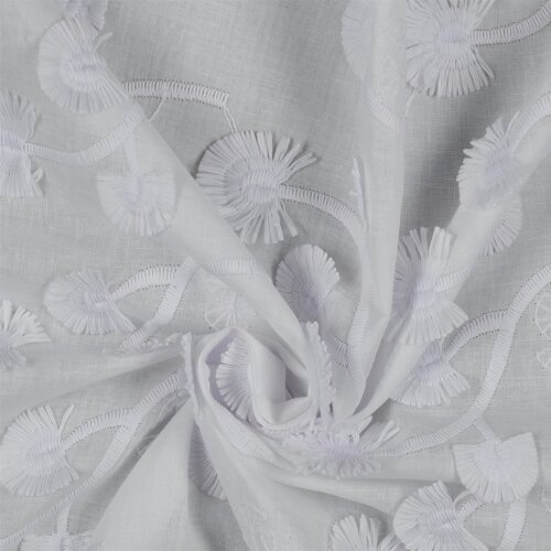 COTTON VOILE Flores Bordadas - BLANCO