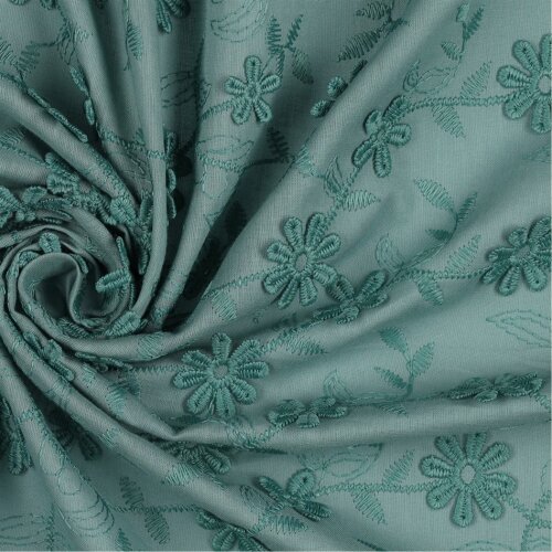 ALGODÓN VOILE bordado - VERDE VIEJO