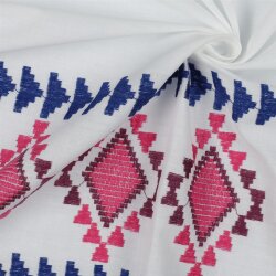 ALGODÓN VOILE bordado 1-Borde - BLANCO / AZUL