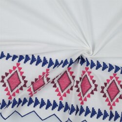 ALGODÓN VOILE bordado 1-Borde - BLANCO / AZUL