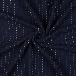 Muslin embroidered stripes - dark blue