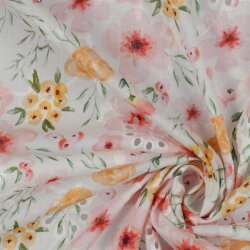 COTONE Fiori ricamati DIGITAL - BIANCO