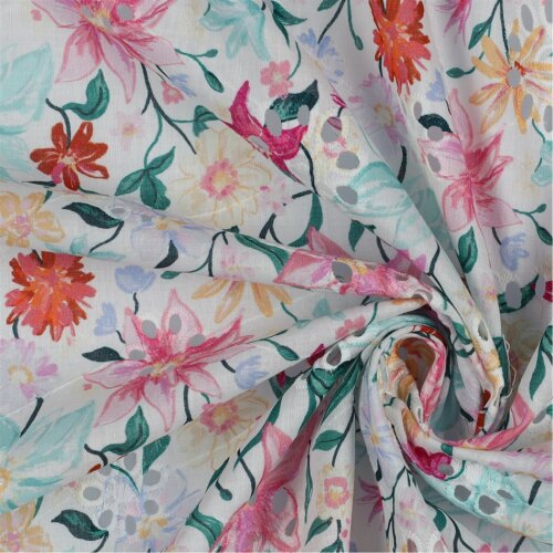 COTONE Fiori ricamati DIGITAL - BIANCO