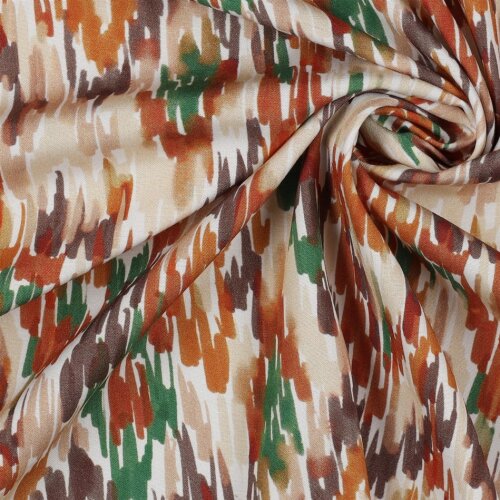 Viskose Popeline Stretch Digital STROKES - weiß / GREEN