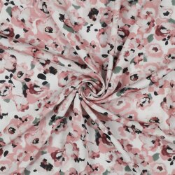Viskose Popeline Stretch Digital Blumen - weiß