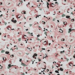 Viskose Popeline Stretch Digital Blumen - weiß