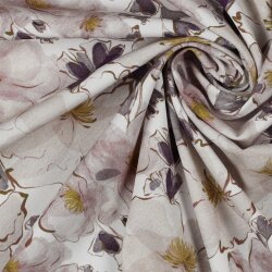 Viskose Popeline Stretch Digital Blumen - weiß