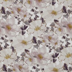 VISCOSA POPELINE STRETCH DIGITAL Fiori - BIANCO