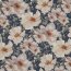 VISCOSE katoen popeline stretch digitale bloemen - donker cyaanblauw