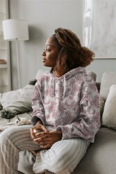 Sudadera Paisley para todo el año - azul humo moteado