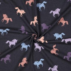 Cotton jersey unicorn - midnight blue mottled