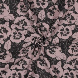Cotton jersey flowers - anthracite mottled