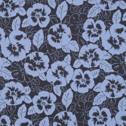 Baumwolljersey  Blumen - indigo meliert