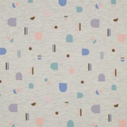 Baumwolljersey bunte Formen - creme meliert