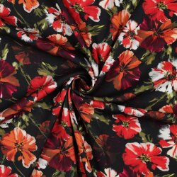 ROSELLA STRETCH DIGITAL Flowers - BLACK